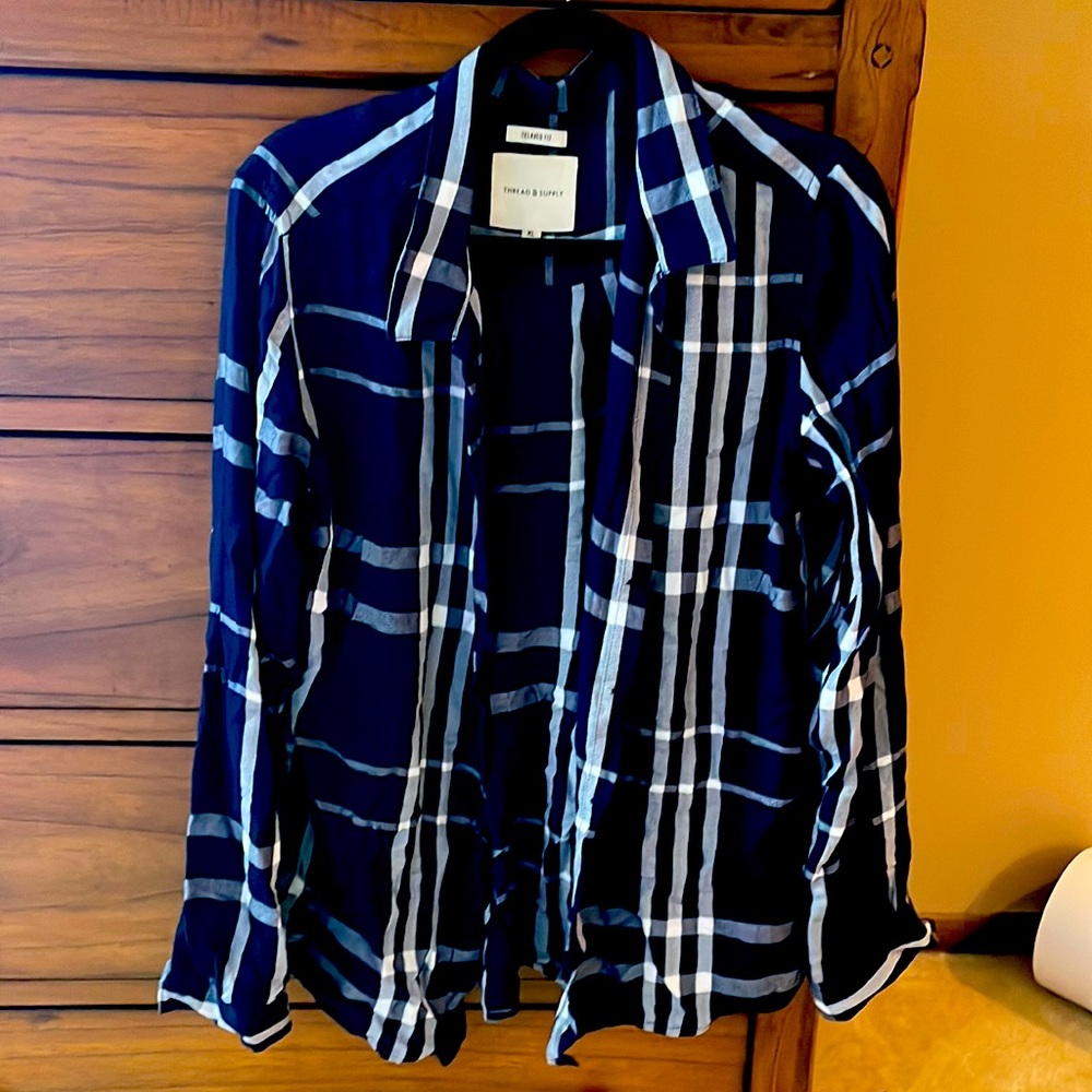Navy plaid long sleeve